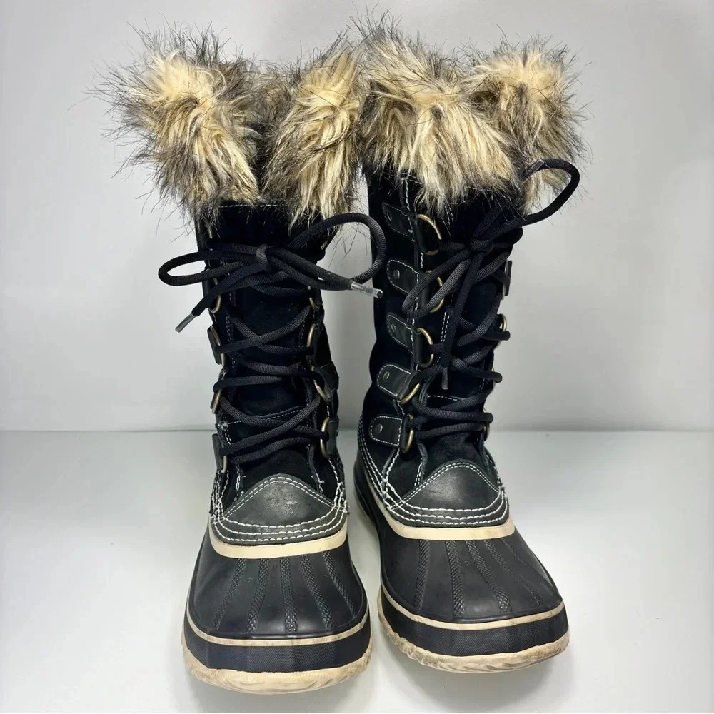 Sorel Black Waterproof Joan Of Arctic Lace Up Boots Size 7